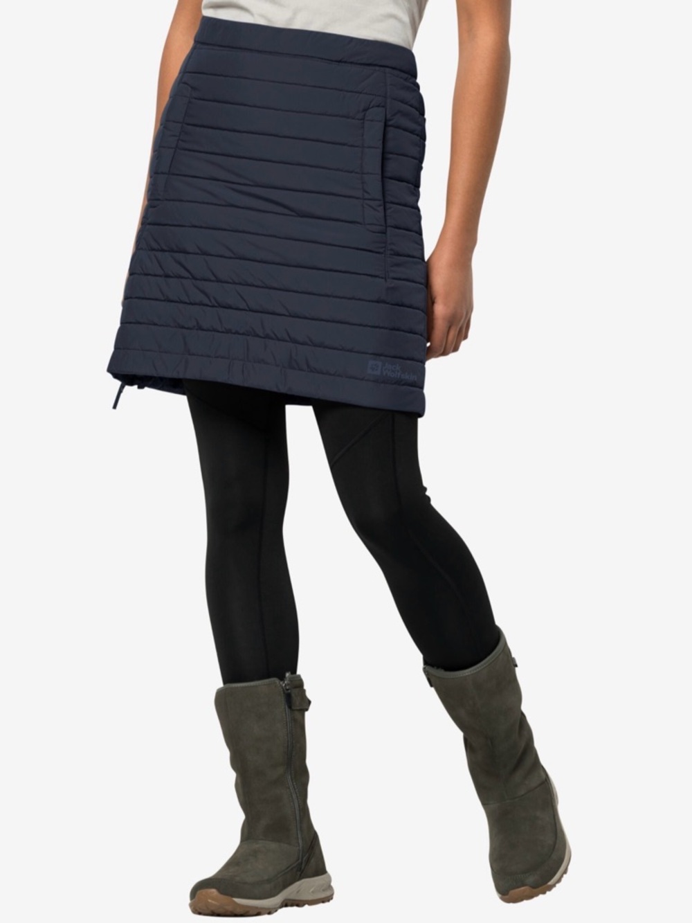 Jack Wolfskin Iceguard Lifestyle Quilted Wind and Waterproof Black Mini Skirt S